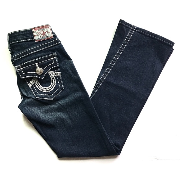 True Religion Denim - TRUE RELIGION Dark Wash Joey Big T Bootcut Jeans